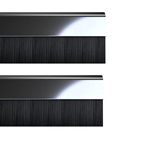 Stormguard 02Am0010838Ch Bds Clip Di Copertura Inferiore Della Porta Spazzola Paraspifferi Guarnizione, Finitura Cromata, 838 Mm, Set Di 2 Pezzi