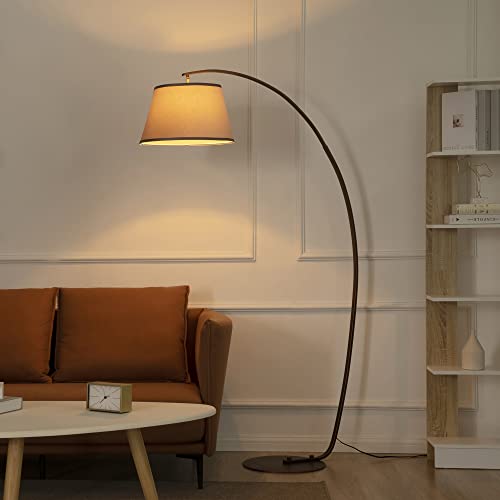 Homcom Arched Floor Lamp, Modern Standing Lamp With Foot Switch & Metal Base, Corner Reading Lamps Tall Pole Light For Office Bedroom Living Room, Grey #TOP1