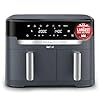 Tefal Easy Fry XXL Dual Zone Digital Air Fryer, 2 Drawers, 11L, 8in1, Air Fry, Extra Crisp, Roast, Bake, Reheat, Dehydrate, 7 Pre-set Programs, Dishwasher Safe Baskets, Java Grey - EY942BG0