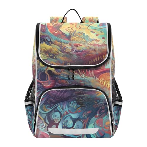 Mochila escolar de dragón con reflectante seguro contra la oscuridad