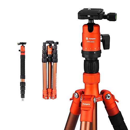 Fotopro DSLR Stativ 145 cm Aluminium 360 Grad Kugelkopf Schnellwechsel Platte Professionelles Kamera Stativ für Canon…
