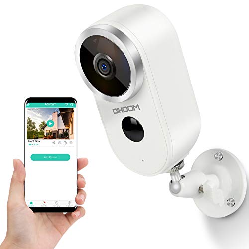 Wireless Battery Security Camera Outdoor-DIHOOM 1080P Rechargeable Battery Powered WiFi Security Cameras with 2 Way Audio, Motion Detect, Wirefree IP Camera for Home Video Security Surveillance System