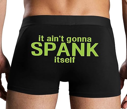 Knaughty Knickers Aint Gonna Spank Itself Mens Boxer Briefs with Design Kinky BDSM Underwear No Fly Sexy Colorful Trunks