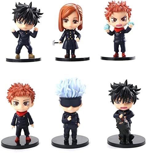 Trunkin Jujutsu Kaisen Action Figures 6 Pcs Set 10 cms Rubber Figure | (Set B) Itadori Yuji Fushiguro Megumi Action Figure Gojo Satoru | Model Anime Toys Figurine,Multicolor