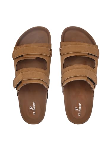 Image of EL PASO Men's Leather Cushioned Cork Sole Sandal Slippers (Size 6 to 12)