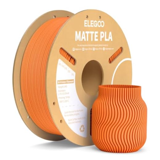 ⚡ ELEGOO Matte PLA Filament Orange 1KG, 1.75mm 3D Printer Filament Dimensional Accuracy +/- 0.02mm, 1kg Carboard Spool (2.2lbs) Fits for Most FDM 3D Printers