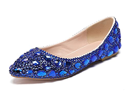 Minishion Wedding Shoes for Women Flats Comfortable Rhinestone Slip on Pumps Shoes