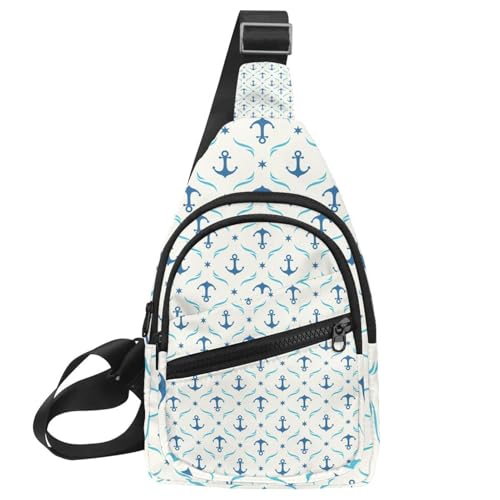 Mini sac de poitrine homme zippé 30x18cm et petit sac à bandoulière ancre