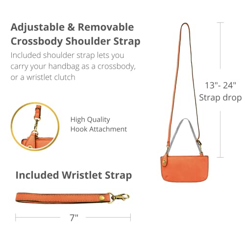 Image of Joy Susan Women's Fashion Purse Mini Crossbody Wristlet Clutch Handbag - Orange