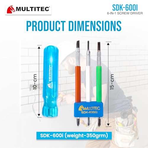 Image of MULTITEC Insulated Screwdriver Kits | Electrician Tool Set with Multibit Drivers & Carry Box | Heavy-Duty Electrical Maintenance Toolkit (SDK-600i)