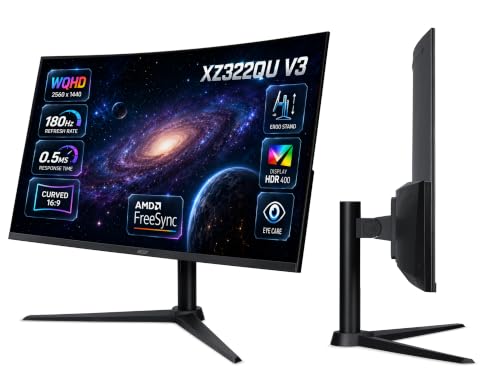 Image of Acer Nitro XZ322QU V3 31.5 Inch Curved Gaming Monitor | WQHD 2560x1440 | 180Hz | Up to 0.5ms GTG | AMD FreeSync | VESA DisplayHDR 400 | 1500R Curved Screen VisionCare | HDMI 2.0 |DisplayPort 1.4