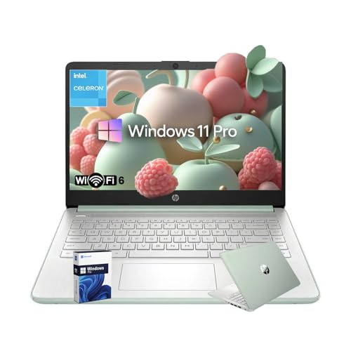 Image of HP 14 Laptop for Business and Students • 14 inch Anti-Glare Display • Intel 4-Core N150 Processor • Copilot AI • Windows 11 Pro • 16GB RAM • 128GB UFS • Wi-Fi 6 • Willow Green
