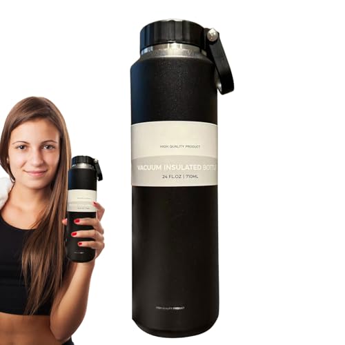 Botella de agua de acero inoxidable, botellas aisladas,Taza de acero inoxidable a prueba - Botella creativa portátil de 24 oz para senderismo para la escuela de viaje Camping Cycling Sports
