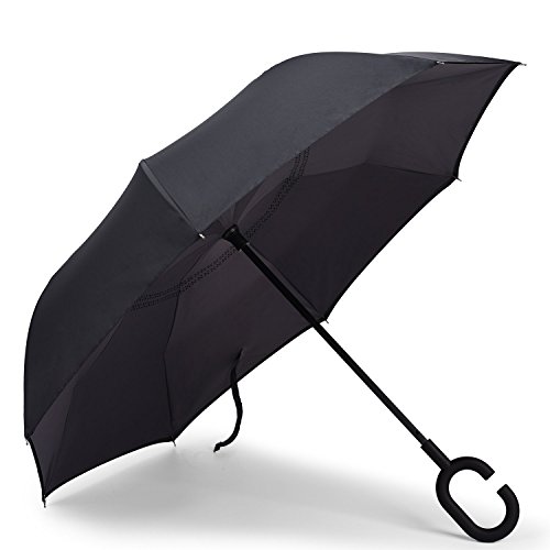 Vilapur Double Layer Inverted Umbrella Cars Reverse Open Folding Umbrellas, Windproof UV Protection Large Upside Down Straight Umbrella for Car Rain With C-Shaped Handle