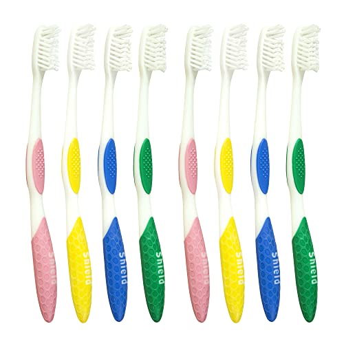 Shield Care Cepillo de Dientes Anti-BAC, Mantiene Limpia la Superficie del Filamento (Cuidado Experto - Cerdas Medianas) - Adulto Multicolor Paquete de 8