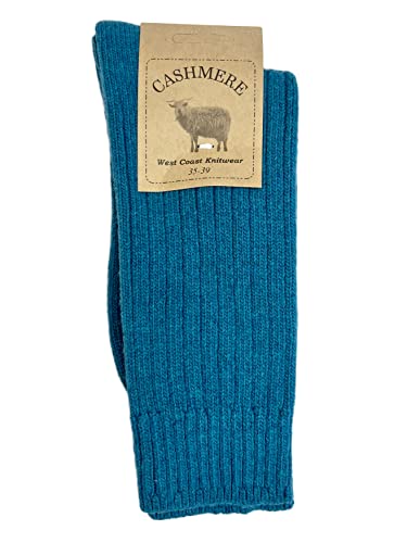 WEST COAST KNITWEAR Womens Fine Cashmere and Merino Wool Super Soft and Warm Socks (Petrolio)