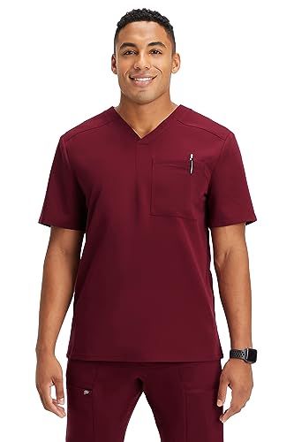 Image of Fabletics Men's Helix 1-Pocket Scrub Top - MotionTech, Wrinkle-Resist, Chest Pocket, Anti-Shrink, Semi-Slim Fit