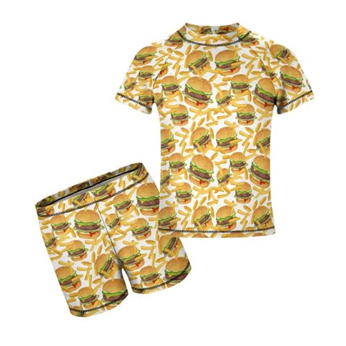 Hamburger and French FriesChildren's Swimsuits Boys Two Piece Suit10-12Y（150cm）