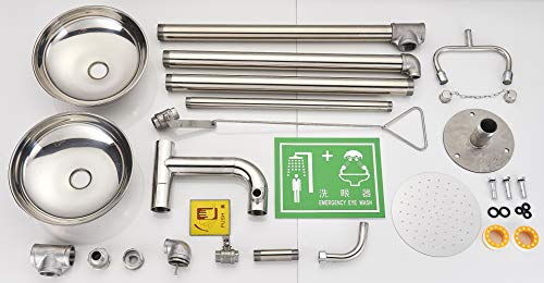 Suguword Stainless Steel Emergency Eyewash Shower Station Emergency Shower System Combination Shower Eye Wash and Face Wash Station