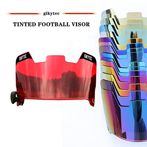 GIKYTEC Football Visor Football Helmet Visor Scratch Resistant UV Block Facial Protection Visor for Youth & Adult (Clear red)