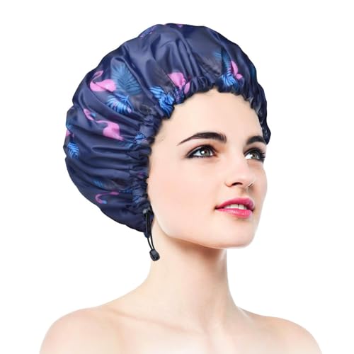 1 pièce bonnets de douche, extra larges et réglables et double couche imperméable pour femme, doublure extérieure et EVA, design surdimensionné pour toutes les longueurs de cheveux