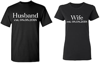 Zexpa Apparel Husband - Wife Personalized Couple Matching Shirt Set Newly Married Customized Valentines Day Men Black/Women Black