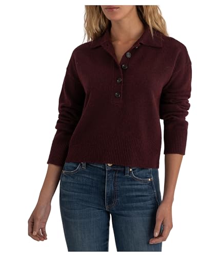 KUT from the Kloth Women's Lilia Button Front Sweater Rasin-Medium