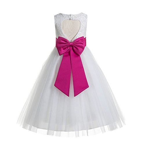 Ivory Floral Lace Heart Cutout Flower Girl Dress Toddler Girl Dresses 172T
