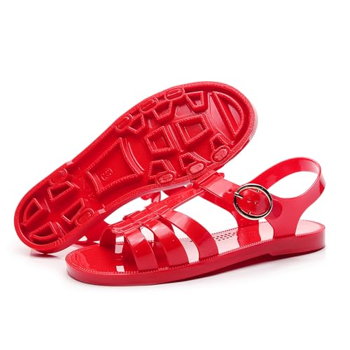 Image of Toddler Sandals Jelly Shoes Girls Unisex Boy Flat Retro Slides Clear Kids Water Slippers Slingback Summer Beach Size 8 Adjustable Buckle Glitter Dress Soft