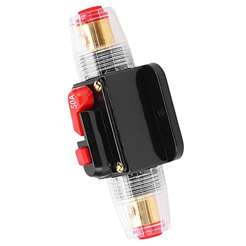 Circuit Breaker,1?6Mm Electronic Circuit Breaker Switches Red Copper Phenolic Plastic Resettable Fuse Protector,For Car Audio System(50A) #TOP4