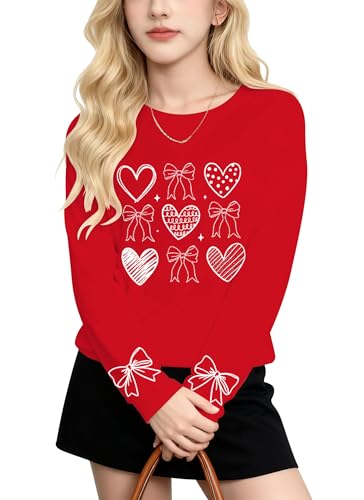 Image of Valentines Shirts for Girls Toddler Cute Love Heart Long Sleeve Casual Tee Tops