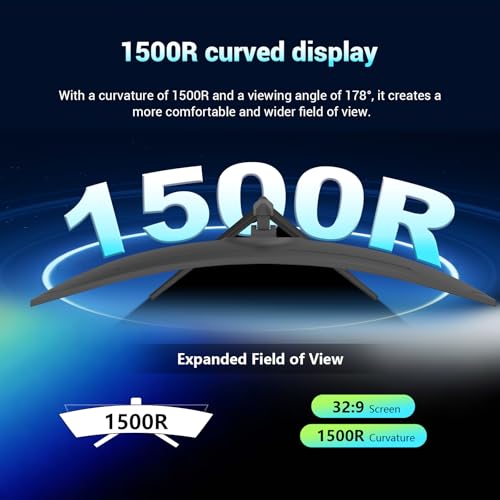 Image of 49 inch inch Curved Ultrawide Gaming Monitor DQHD 5120x1440 165Hz 32:9 1500R 120% sRGB FreeSync,HDR10,PIP /PBP,1ms MPRT,Eye Care,HDMI 2.1 * 2, DP1.4 * 2, VESA(100mm*100mm) Wall Mount Ready