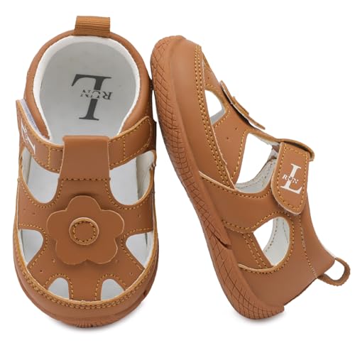 Toddler Girl Shoes Little Girl Dress Shoes Mary Jane Princess Shoes Infant Non-Slip Girls Sandals Brown 7-7.5 Toddler