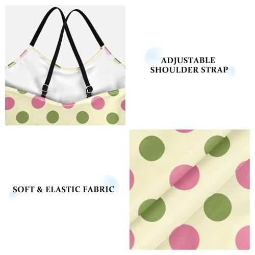 senya Girls Swimsuits One-Piece Swimwear Tie Bathing Suit Beach Summer Round Neck 4T Yellow Background Pink and Green Polka Dots Pattern3