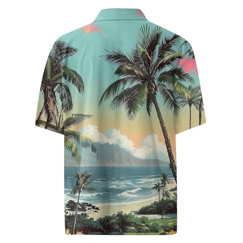 Men's Hawaiian Shirts Summer Short Sleeve Button Down Tropical Floral Beach Vacation Shirt4