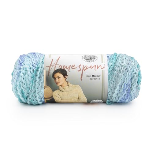 Image of Lion Brand Yarn Homespun Yarn, Soft Bulky Yarn for Knitting, Crocheting, and Crafting, 1 pack, Waterfall