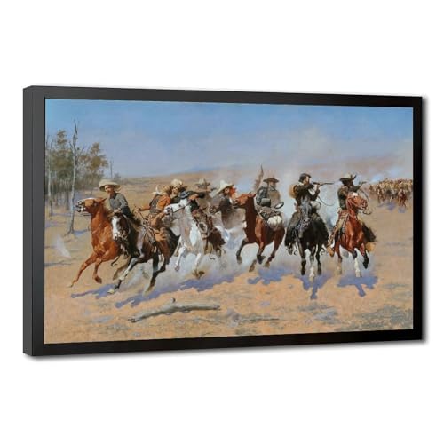 Impression sur toile A Dash for The Timber par Frederic Remington - Tableau mural 30x45 cm