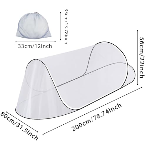 LINSOCLE Moskitonetz Pop Up, 200 x 80 x 56 cm Faltbares Mückennetz, Tragbares Campingzelt Moskitonetz Bett für Bett, Reisen,Outdoor Campin Bequem, Schnell und Tragbar