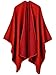 Produktbild Aivtalk Damen Einfarbig Warm Poncho Cape Umhang Schal für Herbst Winter - Elegant und Chic - Rot 130x150cm