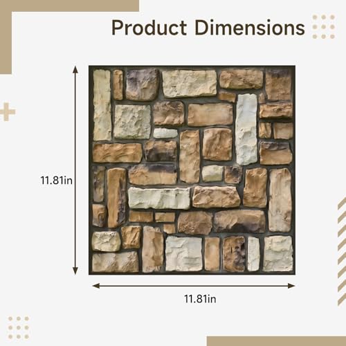 Paneles de pared 3D de piedra caliza PVC, 10 calcomanías autoadhesivas impermeables 5