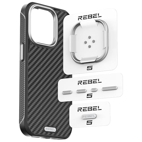 REBEL GEN6/GEN5 Metal Components Upgrade Kit [CNC Aluminum Full Set] Lens Ring, Complete Buttons & Logo Pack for iPhone 16 Pro Max/16 Pro/15 Pro Max/15 Pro/14 Pro Max FLEX/GEN-6/GEN-5 Cases (Silver)