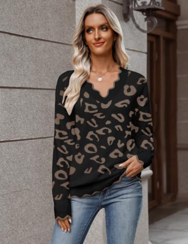 Image of Zeagoo Women's 2026 Fall V Neck Sweater Long Sleeve Lightweight Knit Tops