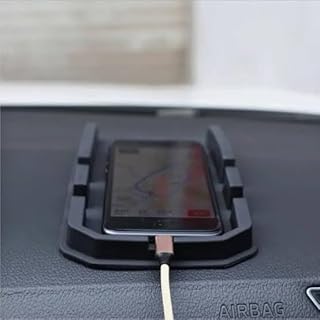 حامل جوال من السيليكون - حامل موبايل للسيارة للهواتف الذكية، مناسب لمختلف الاحجام والجوالات، دوران 360 درجة لتابلوه السيارة مع فتحة كيبل