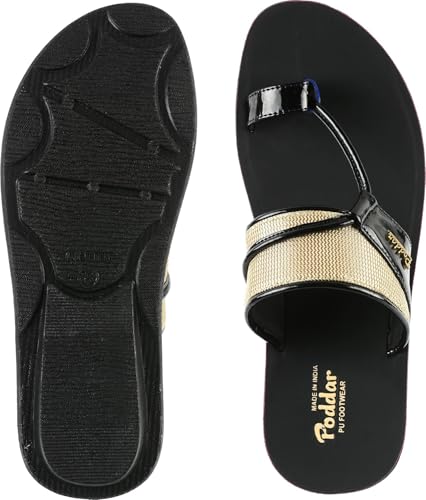 Image of Poddar Men's Flat Sandals - Stylish Toe Ring Slip-On Chappal for Casual, Party & Ethnic Wear