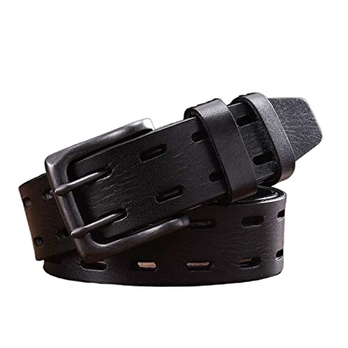 YUEMOL Cintura Uomo Cintura a Doppia Fibbia in Pelle Vera in Pelle, Classici svuotati for Jeans Jeans Jeans Maschi (Color : B, Size : 105)