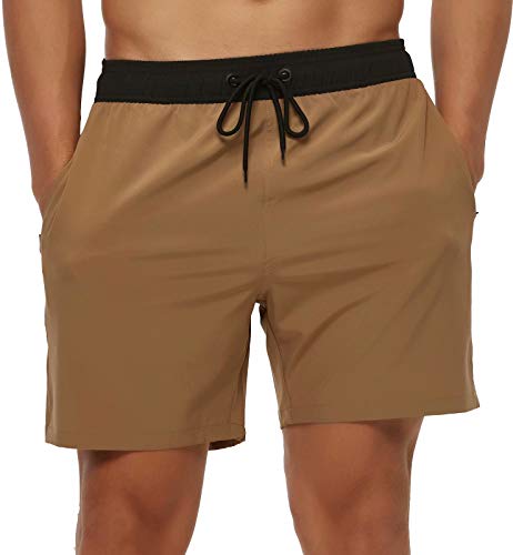 Image of Tyhengta Men's Swim Trunks Quick Dry Beach Shorts with Zipper Pockets and Mesh Lining