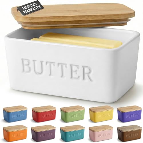 Prioritychef Extra Large Butter Dish With Lid For Countertop, Ceramic Butter Container With Airtight Cover