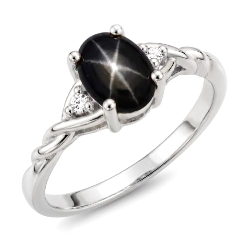 Image of Rylos Sterling Silver Classic Birthstone Ring - 7X5MM Oval Gemstone & Diamonds - Women's Jewelry, Sizes 5-10
