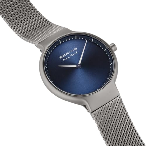 Bering 15531-077 Reloj De Cuarzo Para Mujer Con Caja De Acero Inoxidable De 31 Mm Con Acabado En Gris Y Esfera Azul, Correa Milanesa, Cristal De Zafiro Y Resistencia Al Agua De 5 Atm, 13940-509 - 3