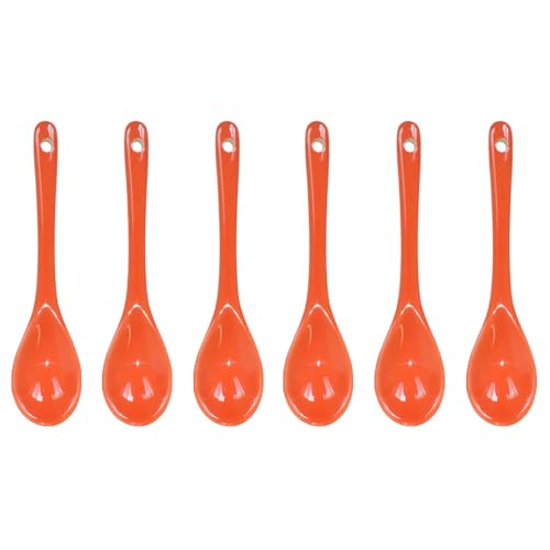 Yuauy 6 cucharas de porcelana para huevos, cucharas de cerámica de 4.7 pulgadas, café, postre, yogur, té, té lechoso, naranja
